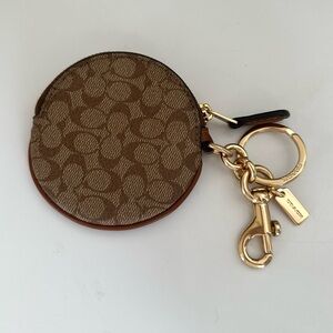 SOLD Coach Circular Coin Pouch Bag Charm in Signature Canvas